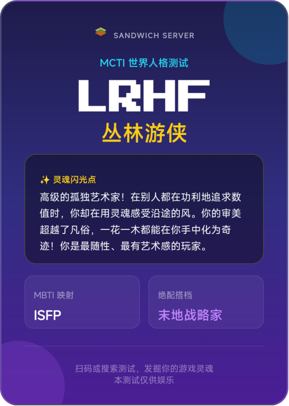 MCTI测试结果分享-夏日小镇官网
